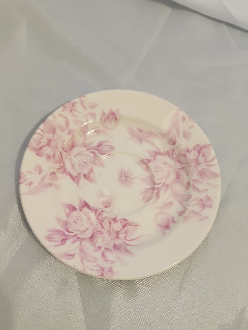 Elegant Pink Floral Porcelain Saucer